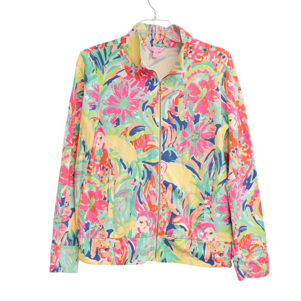 Lilly Pulitzer XL Full Zip Jacket Casa Banana Tropical Print Resortwear Tropical